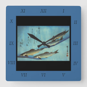 Ai (Trout) - Hiroshige's Colour Japanese Fish Prin Square Wall Clock