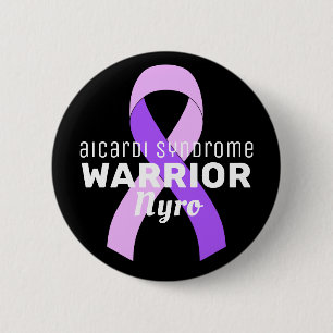 Aicardi Syndrome Warrior Ribbon Black Button