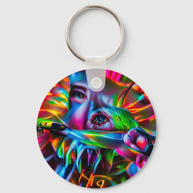Aichmophobia:  Vivid Surreal Art Keychain (Front)