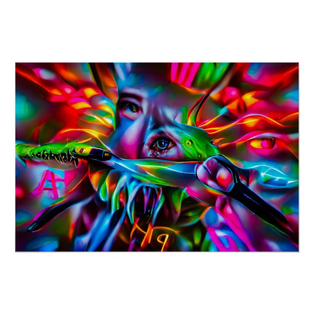 Aichmophobia:  Vivid Surreal Art Poster (Front)