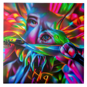 Aichmophobia:  Vivid Surreal Art Tile