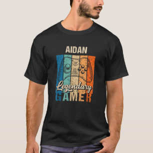 Aidan Name Gift Personalized Legendary Gamer T-Shirt