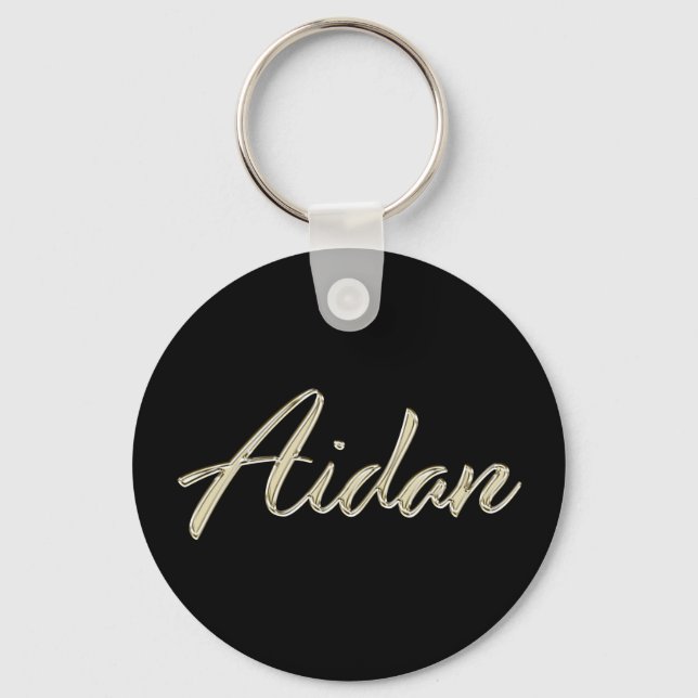 Aidan Name whitegold Button Schlüsselanhänger Keychain (Front)