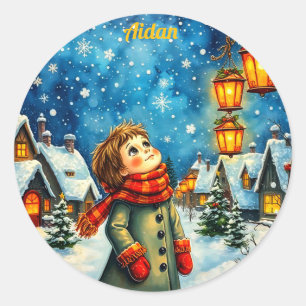 AIDAN ~ PRETTY 3D! Gold, Red and Green ~ Classic Round Sticker