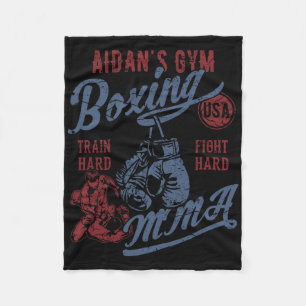 Aidan's Gym Boxing Mma Retro Design For The Name A Fleece Blanket