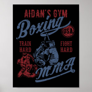Aidan's Gym Boxing Mma Retro Design For The Name A Poster