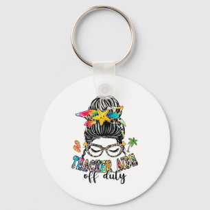 Aide Off Duty Messy Bun Last Day Of School Keychain