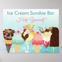 Aide-toi Ice Cream Sundae Bar Poster