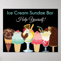 Aide-toi Ice Cream Sundae Bar Poster
