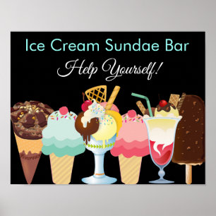 Aide-toi Ice Cream Sundae Bar Poster