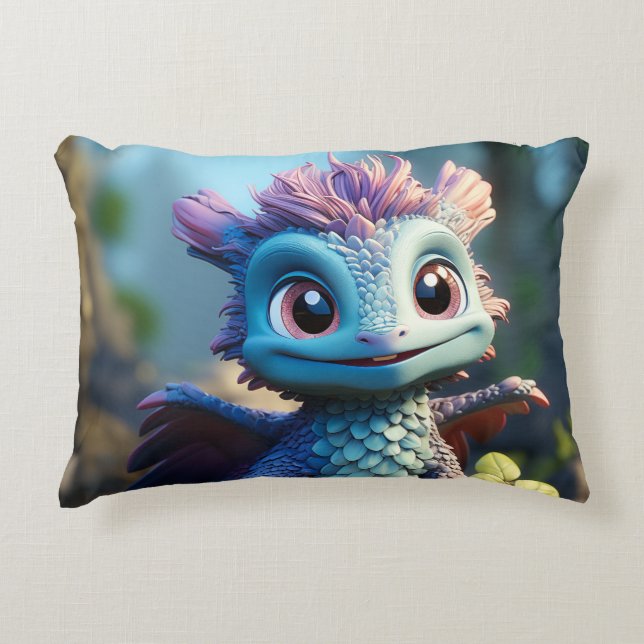 Aiden, a Whimsical Dragon Apron Accent Pillow (Front)