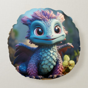 Aiden, a Whimsical Dragon Apron Round Pillow