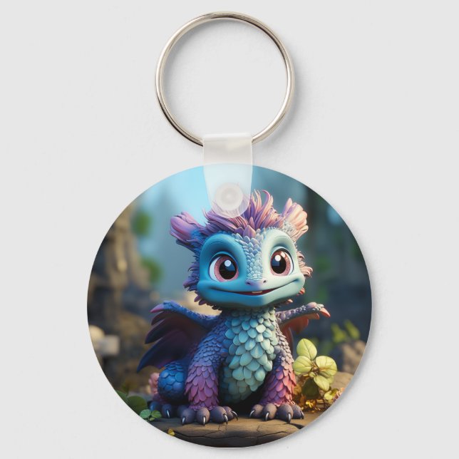 Aiden, a Whimsical Dragon  Keychain (Front)