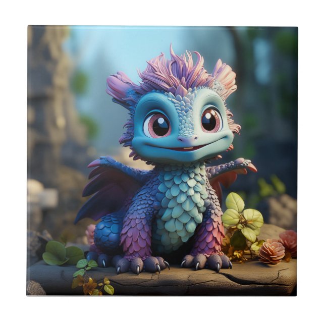Aiden, a Whimsical Dragon  Tile (Front)