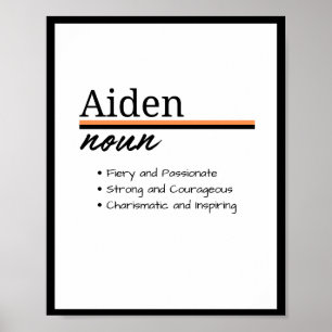 Aiden, Boy Personalized Name Definition Poster