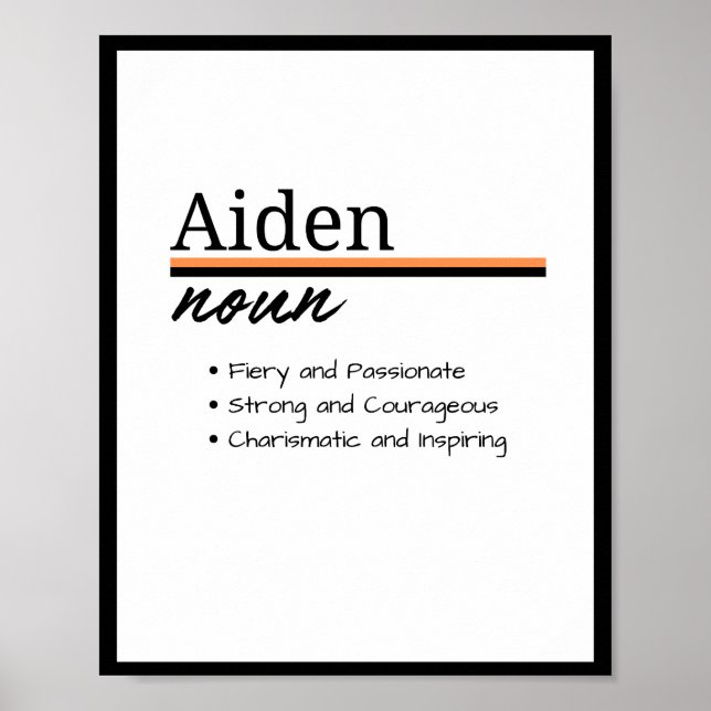 Aiden, Boy Personalized Name Definition  Poster (Front)