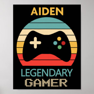Aiden Name Gift - Personalized Legendary Gamer  Poster