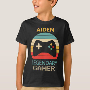 Aiden Name Gift - Personalized Legendary Gamer T-Shirt