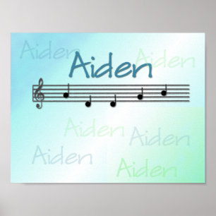 Aiden Nom Musical Affiche Chambre De Nursery