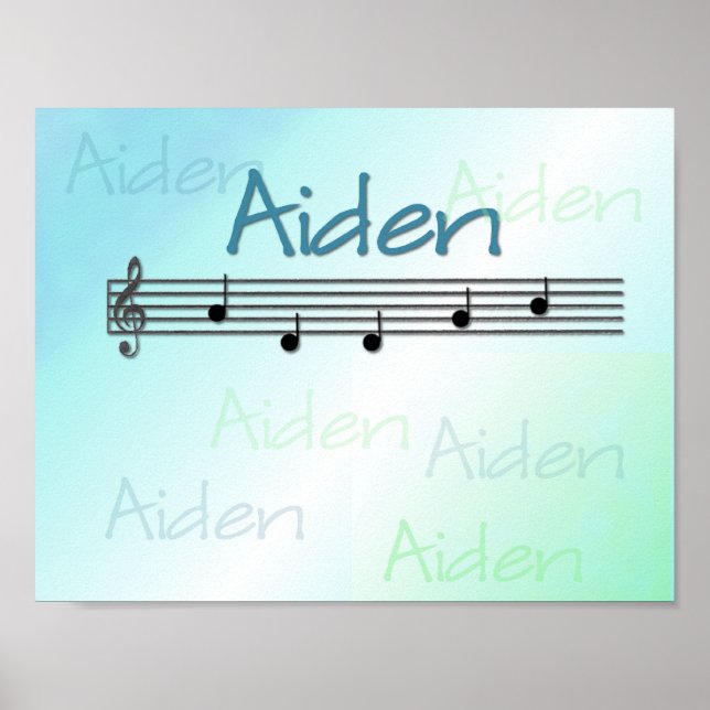 Aiden Nom Musical Affiche de chambre de nurserie (Devant)