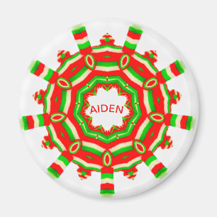 AIDEN ~ Personalised Christmas Wheel Fractal ~ Magnet