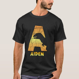 Aiden personalized boys dinosaur cute custom kids T-Shirt
