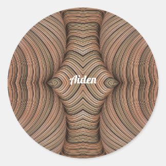 AIDEN ~ Pretty Shades of Brown Fractal ~ Classic Round Sticker