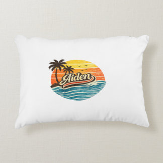 Aiden Retro Sunset Name Design Accent Pillow