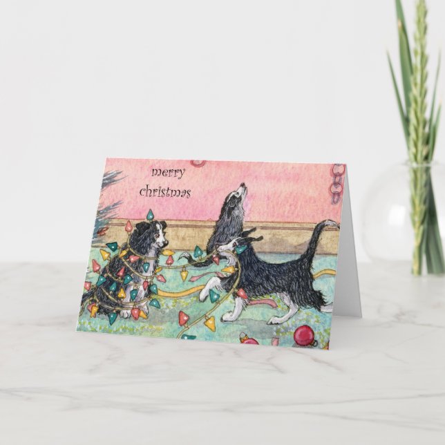 Aider avec les lumières, Chiens, Carte de Noël (Devant)