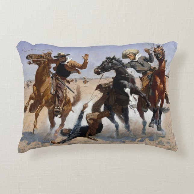 Aiding a Comrade Remington Fine Art Accent Pillow (Front)