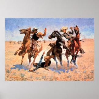 Aiding a Comrade Vintage Western Poster