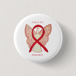 AIDS and HIV Awareness Ribbon Angel Customized Pin