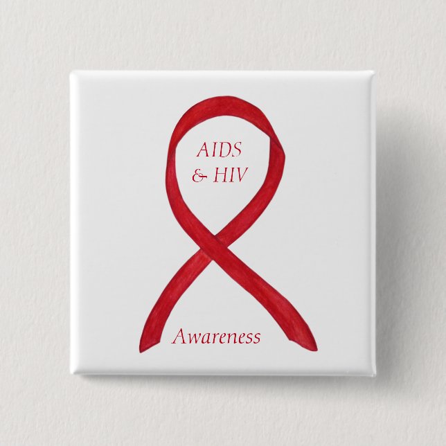 AIDS and HIV Awareness Ribbon Customized Pin (Front)