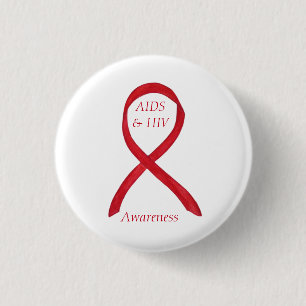 AIDS and HIV Awareness Ribbon Customized Pin