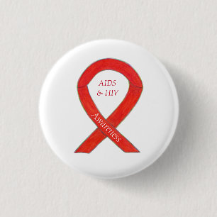 AIDS and HIV Awareness Ribbon Customized Pin