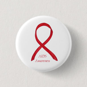 AIDS Awareness Ribbon Custom Art Pin