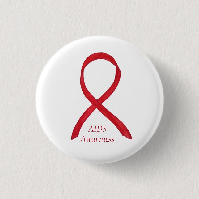 AIDS Awareness Ribbon Custom Art Pin (Front)