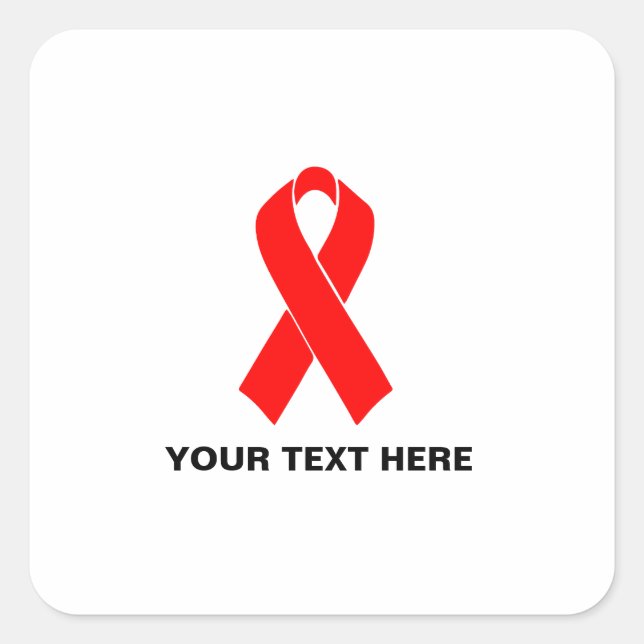 AIDS HIV Awareness Red Ribbon Square Sticker (Front)