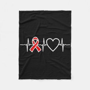 Aids Hiv Heart Disease Red Awareness Ribbon Heartb Fleece Blanket