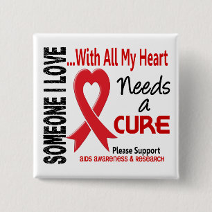 AIDS Needs A Cure 3 2 Inch Square Button