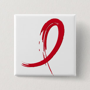 AIDS Red Ribbon A4 2 Inch Square Button
