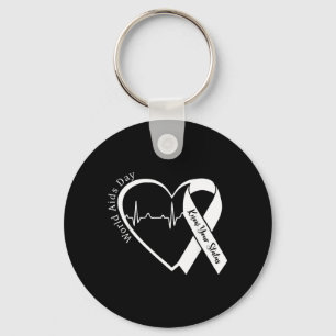 Aids Support Red Ribbon World Aids Day Hiv Aids Keychain
