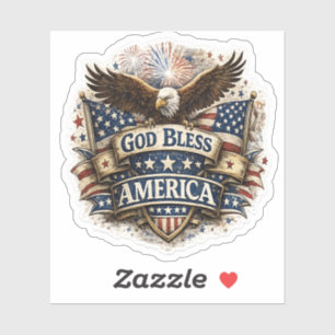 Aigle Autocollant Drapeau USA Dieu Bénisse l'Améri