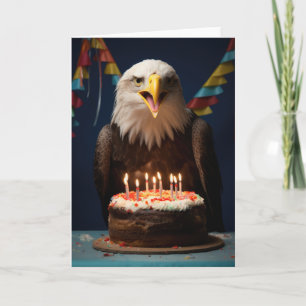 Aigle avec gâteau d'anniversaire - Carte
