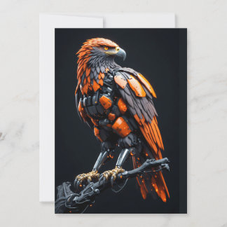 Aigle Cyberpunk Mecha Yeux Confiants Invitation