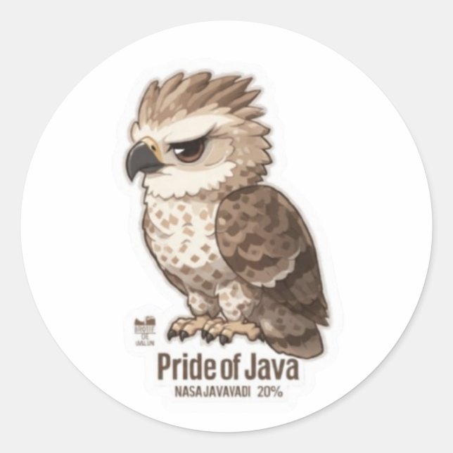 Aigle de Java Kawaii Autocollant - Nation Indonési (Devant)