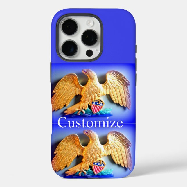 aigle d'or sur coque iphone bleu (Verso)