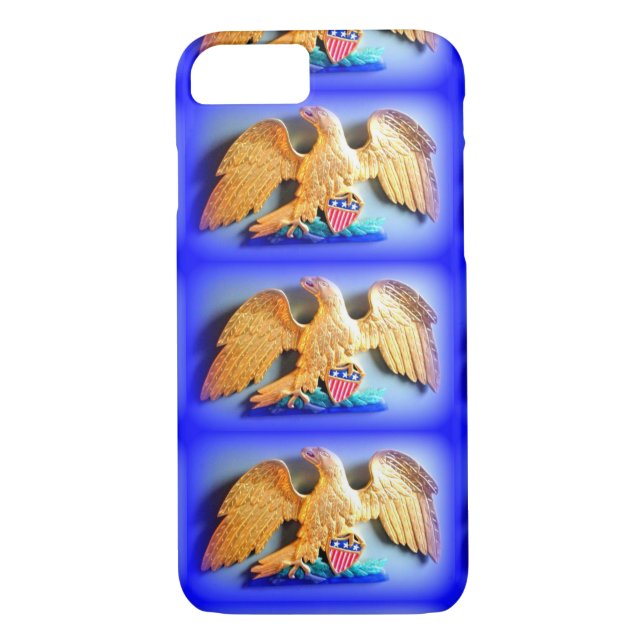 aigle d'or sur coque iphone bleu (Dos)
