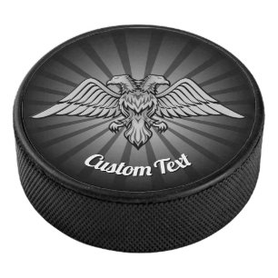 Aigle gris avec deux têtes Hockey Puck