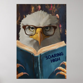 Aigle humoristique lisant une impression d'art de
